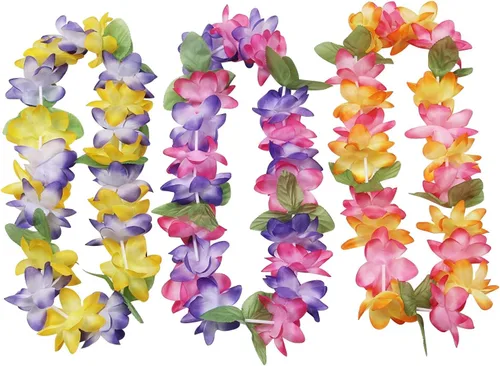 Vista 3 de Oojami Mahalo Guirnalda hawaiana floral, paquete de 12