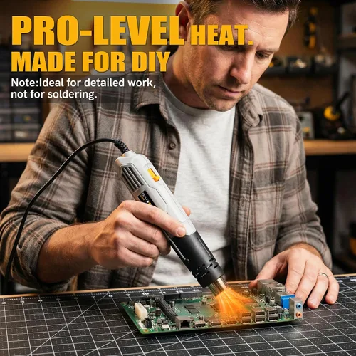 Vista 8 de BATAVIA - Pistola de aire caliente de calor rápido de 380 W con tecnología de calor uniforme y fusibles de doble protección, 2 temperaturas