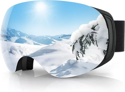 Vista 9 de findway Gafas de esquí OTG para mujeres, hombres, adultos, jóvenes - Sobre gafas, gafas de nieve - Lente intercambiable, gafas de snowboard antivaho