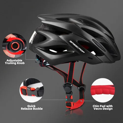 Vista 7 de Basecamp Casco de bicicleta para mujeres y hombres con luz LED de seguridad extraíble, visera solar, casco de bicicleta ligero, ajustable