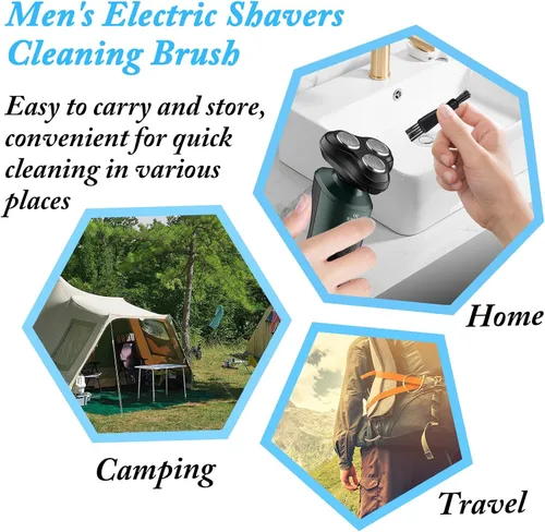 Vista 7 de 24 piezas de afeitadoras eléctricas para hombre, cepillo de limpieza de doble cara, cepillo limpiador de cepillo de pelo, herramienta pequeña