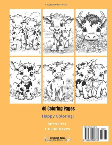 Vista 2 de Cute Cows Coloring Book 40 Cute Cow Coloring Pages, Adorable Cows, Relaxation and Stress Relief