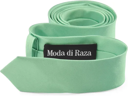 Vista 3 de Moda Di Raza Corbata de poliéster con acabado satinado angosta para hombres Verde Aqua