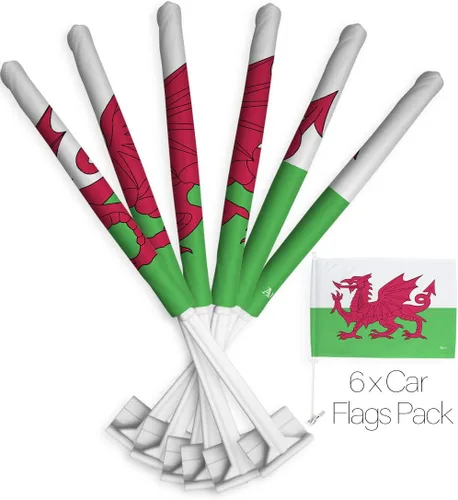 Vista 96 de Paquete de bandera de coche de la Copa del Mundo 2022 de Gales, bandera americana para carros, decoración de automóviles, pancarta pequeña