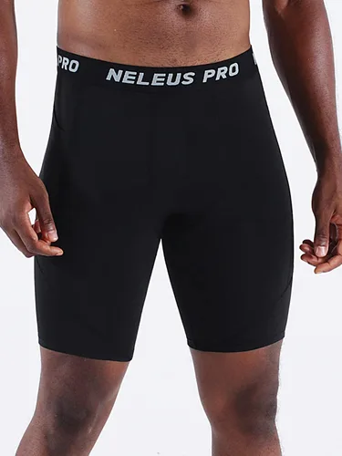 Vista 4 de NELEUS Paquete de 3 pantalones cortos de compresión para correr con bolsillos para hombre