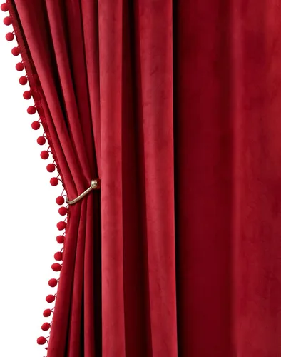 Vista 8 de MIULEE - Cortinas de terciopelo con pompones amarillo mostaza para habitación/sala de estar, cortinas opacas para otoño, aislantes térmicos, de 84
