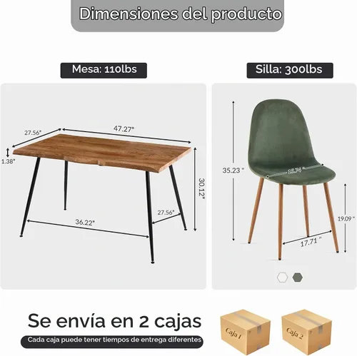 Vista 2 de Howtek Juego de mesa de comedor de 5 piezas, mesa de comedor rectangular moderna con 4 sillas de comedor de terciopelo, juego de mesa de cocina que