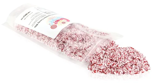 Vista 2 de Sarah's Candy Factory Piezas de caramelo de menta trituradas en bolsa resellable, 1 libra (1 paquete) Crushed Peppermint Candy Pieces Bits in