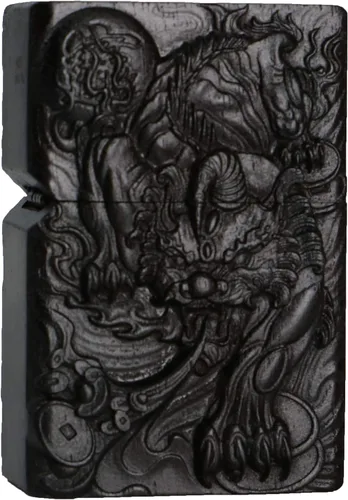 Vista 12 de Caja de carcasa de madera de ébano negro natural tallada para módulo Zippo (Serpiente Cobra)