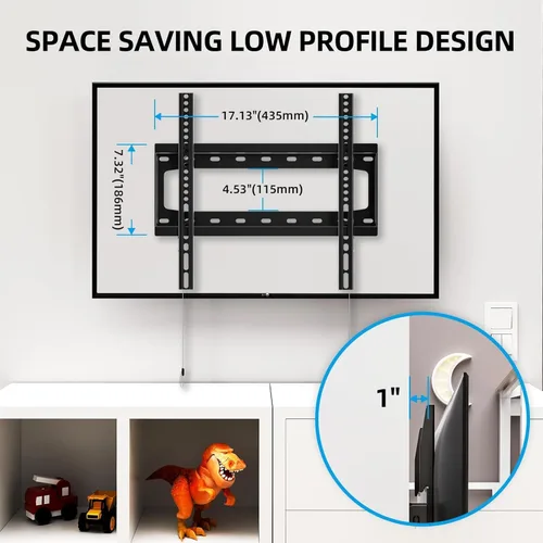 Vista 3 de HOME VISION Soporte de pared para TV fijo para la mayoría de televisores planos/curvados de 26-65 pulgadas con VESA máx. 400x400mm hasta 99 libras