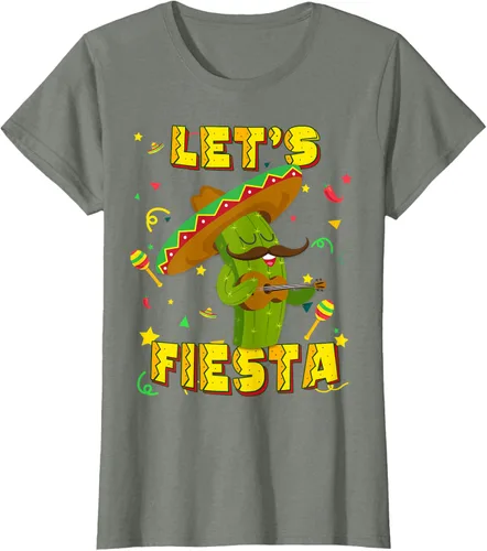 Vista 14 de Cinco De Mayo - Camiseta de regalo con sombrero de cactus Let's Fiesta, Negro, S