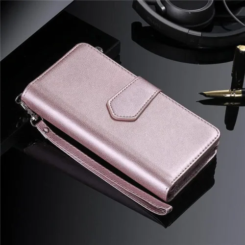 Vista 6 de Funda magnética de piel para Samsung S21 Ultra S20 FE S10 S9 S8 Plus Note 20 10 9 8 Funda tipo cartera para iPhone 13 Pro Max, morada, para Samsung