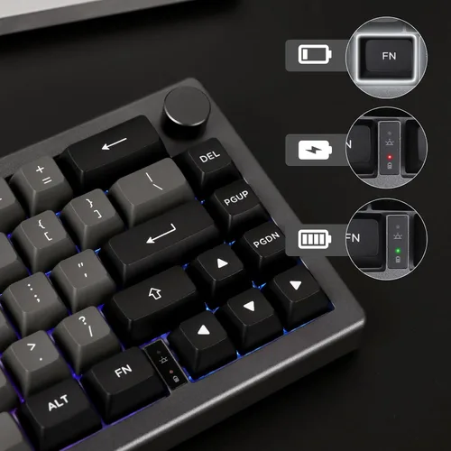 Vista 8 de EPOMAKER EK68 Teclado inalámbrico 65% para juegos con perilla de metal, teclado mecánico con junta intercambiable en caliente, Bluetooth