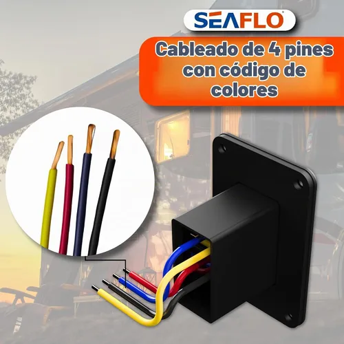 Vista 4 de SEAFLO Interruptor de balancín de potencia con interruptor de gato estabilizador, máximo 30 amperios, 12 V/24 V, extensión retráctil, arnés