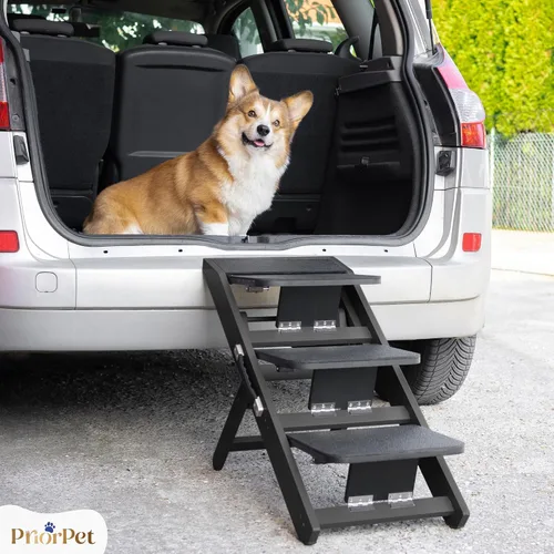 Vista 11 de Rampa para perros para sofá, antideslizante, resistente, plegable, soporta hasta 200 libras, ajustable de 7 a 20 pulgadas, plataforma de aterrizaje
