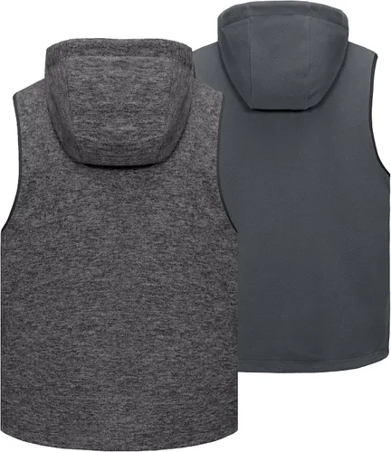 Vista 9 de Little Donkey Andy Chaleco de forro polar reversible para hombre, ligero, cálido, sin mangas, con capucha, para senderismo, caminar, viajar