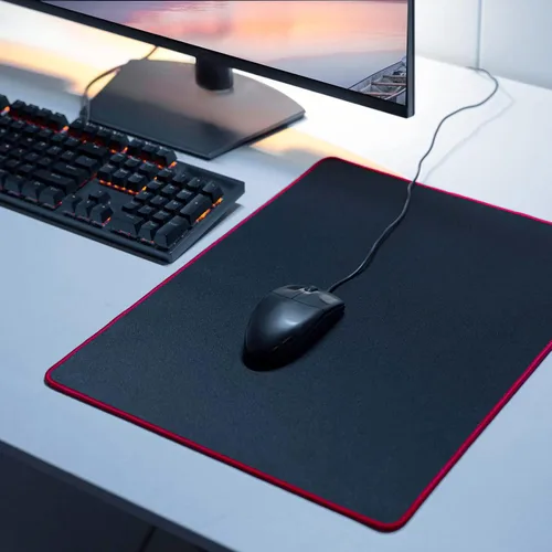 Vista 6 de Wolaile Alfombrilla de mouse para computadora de juegos con borde cosido negro, 18 x 14 pulgadas