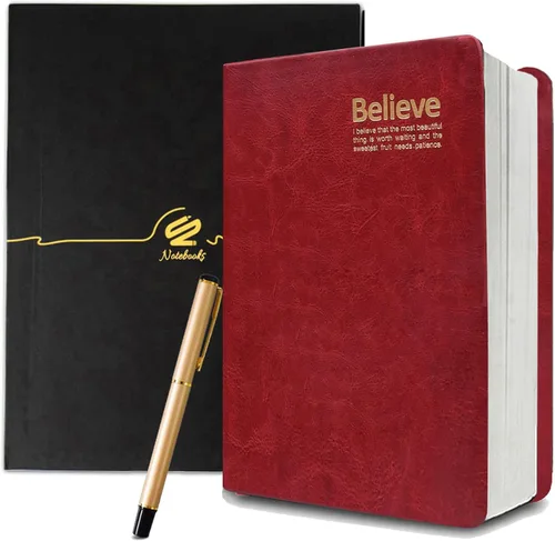 Vista 9 de Lemical Cuaderno de cuero grueso de 720 páginas, diario de escritura, cuaderno grueso de 360 hojas de papel rayado, diario de viaje, regalo ideal