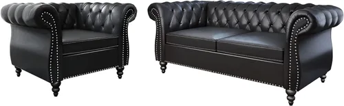 Vista 49 de QHITTY Juego de 2 piezas para sala de estar, Sofá Seccional Chesterfield Silla Contemporáneo Tapizado de Terciopelo Loveseat Juego de Sofás