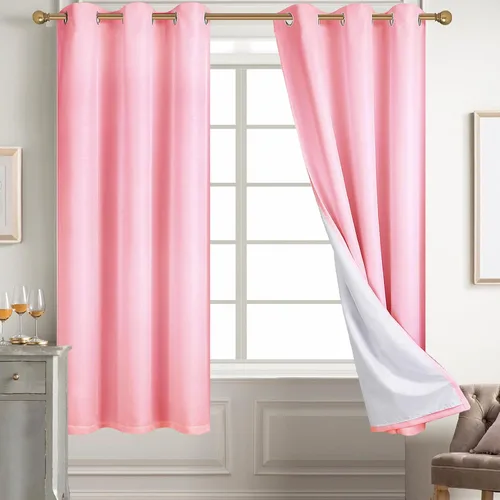 Vista 50 de Diraysid Cortinas 100% opacas de lino beige para dormitorio, con ojales, aislamiento térmico, cortinas de oscurecimiento de habitación