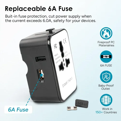 Vista 5 de Travel inspira Combo de báscula digital de equipaje y adaptador de enchufe de viaje, Combo de báscula digital de equipaje y adaptador de enchufe