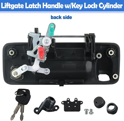 Vista 6 de Osompar Manija de cierre con llave para puerta trasera compatible con Toyota Tundra 2014-2021 Toyota Tacoma 2016-2021 con cámara trasera, textura