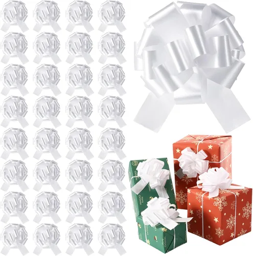 Vista 9 de Poen 30 Lazos de Tirar de Navidad para Envolver Regalos de 5 Pulgadas Lazos de Tirar Grandes de Cinta para Bolsa de Regalo de Vacaciones Caja Cesta