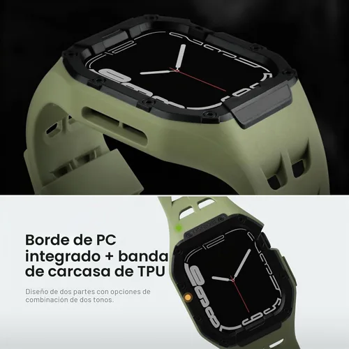 Vista 2 de Nereides - Correa de reloj compatible con Apple Watch de 45 y 44 mm, para iWatch Series 9/8/7/6/5/4/SE/SE2, estuche resistente de alta resistencia