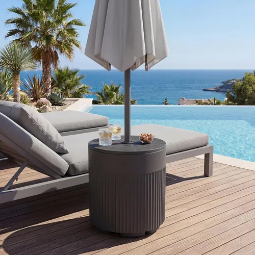 Vista 6 de SUNBURY Mesa auxiliar de sombrilla para exteriores, mesa de patio con Negro