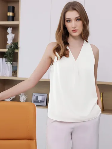 Vista 5 de Milumia Camiseta sin mangas con cuello en V para mujer