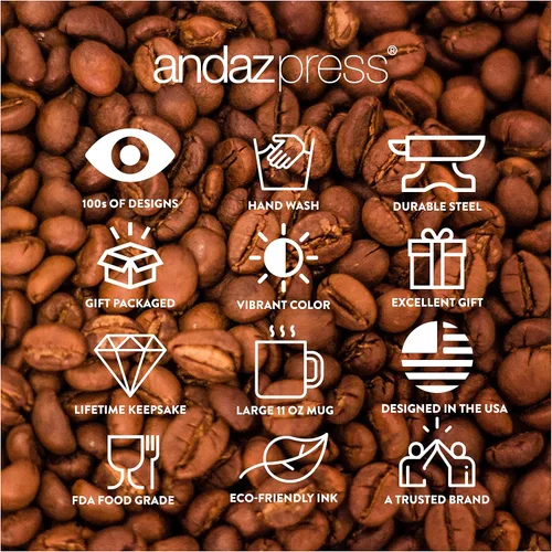 Vista 6 de Andaz Press Taza de café personalizada con monograma inicial, monograma bohemio, nombre personalizado, 11 onzas, taza de acero inoxidable de metal