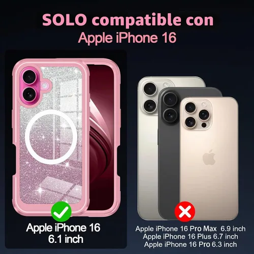 Vista 2 de Hekodonk Funda para iPhone 16, compatible con Magsafe [protector de pantalla de vidrio templado integrado y protección de lente de cámara] cuerpo