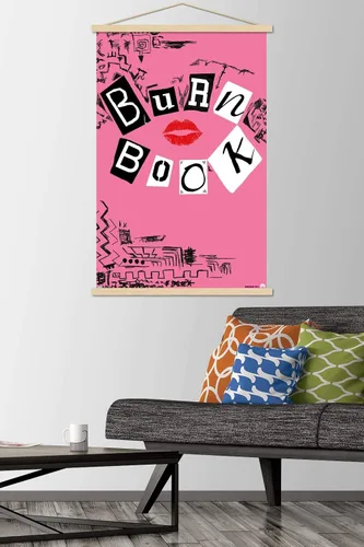 Vista 2 de Trends International Mean Girls - Póster de pared de libro de quemaduras, 22.375 x 34 pulgadas, paquete de impresión premium y colgador de madera