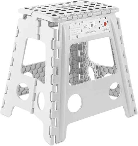 Vista 10 de Casafield Taburete plegable de 9 pulgadas con asa, negro, portátil, plegable, pequeño taburete de plástico para niños y adultos, uso en la cocina