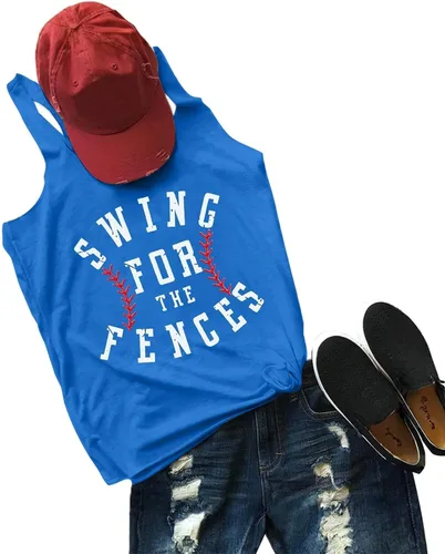 Vista 8 de Camiseta de béisbol para mujer, camiseta sin mangas con espalda cruzada para mujer, camiseta de béisbol para mamá, chaleco de verano, camiseta gris