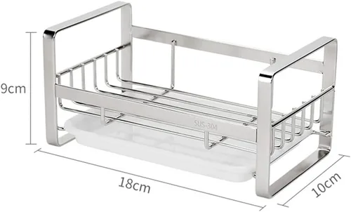 Vista 3 de Soporte de esponja para fregadero, cesta de fregadero de cocina, estante de almacenamiento de cocina, estante de almacenamiento de cocina, soporte