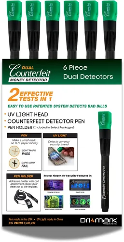 Vista 6 de Dri Mark Lápiz detector de falsificación de dinero inteligente con luz LED UV reutilizable (DRI351UVB)