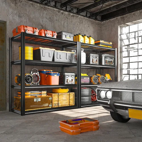 Vista 2 de REIBII 40" W Storage Shelves with Wire Mesh Panels for Garage Organization Negro