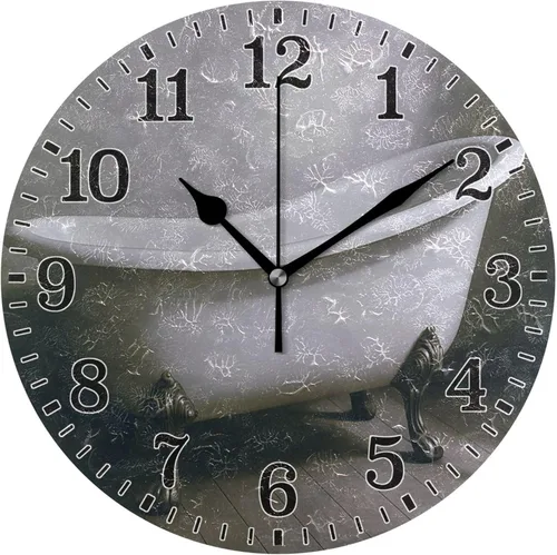 Vista 42 de JUNZAN Reloj de bañera con vino romántico espumoso y velas, reloj de pared silencioso de 10 pulgadas, pequeño reloj redondo, decoración de cocina