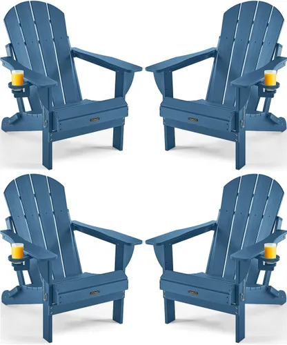 Vista 35 de Ciokea Silla Adirondack plegable con textura de madera, silla Adirondack para patio, resistente a la intemperie, silla de plástico para hoguera