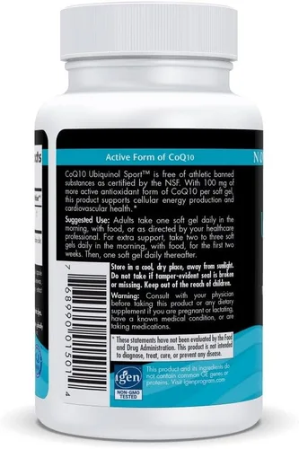 Vista 6 de Nordic Naturals Nordic CoQ10 Ubiquinol Sport - 60 mini geles blandos - 100 mg de ubiquinol - Salud cardíaca, rendimiento físico, producción