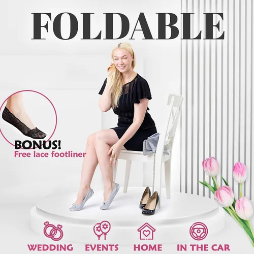 Vista 3 de Silky Toes Zapatos tipo ballet plegables con purpurina para mujer