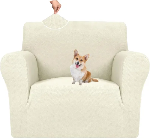 Vista 65 de MAXIJIN Funda elástica para silla con brazos, 1 pieza para sofá o silla de estar, funda antideslizante (31-46 pulgadas), protector de muebles que se