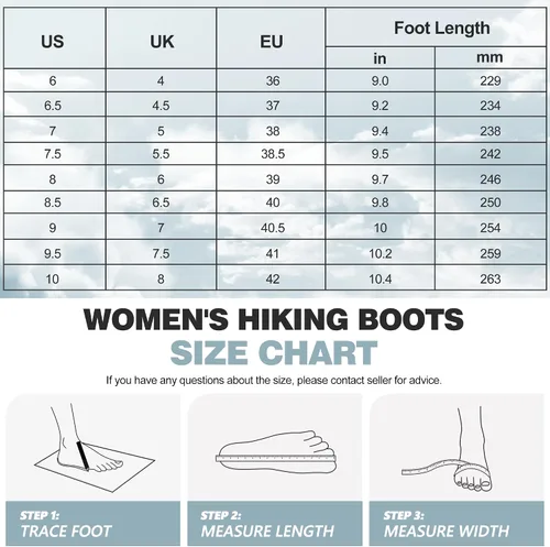 Vista 7 de R CORD Botas de senderismo para mujer, impermeables, ligeras, botas de senderismo con soporte para el tobillo, zapatos de senderismo, botas