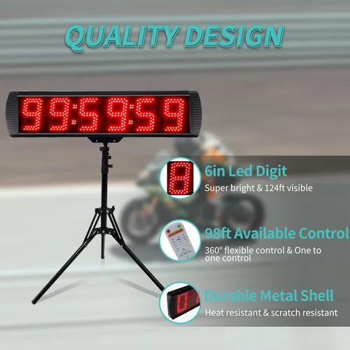 Vista 4 de LUCKY TIME Reloj de carreras con trípode, pantalla digital LED con función de contador puede hasta 999999