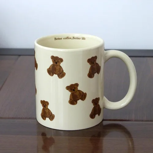 Vista 2 de Lindas Tazas Vintage de Oso de Dibujos Animados de Cerámica Taza de Café Taza de Agua 350ml/12oz Divertido Regalo de Novedad para Mujeres Chicas