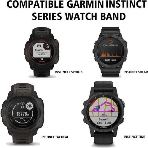 Vista 2 de ANCOOL Compatible con Garmin Instinct 2 Band, correa de silicona suave de repuesto para Garmin Instinct Tide/Esports/Solar/Smartwatches tácticos