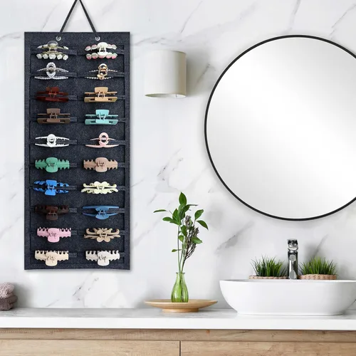 Vista 7 de SMUK Organizador de diadema colgante para niñas, soporte para diadema de pared para mujeres, organizador de accesorios para el cabello en la pared