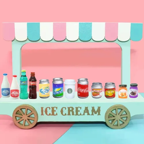 Vista 4 de 80 piezas de mini botellas de comida y bebidas, juguetes de comida de simulación para accesorios de cocina de casa de muñecas, mini juguetes