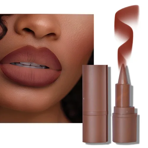 Vista 115 de BAISEN DIARY 2 en 1 doble punta mate delineador de labios y brillo de labios, lápiz combinado de labios marrón nude degradado, delineador de labios